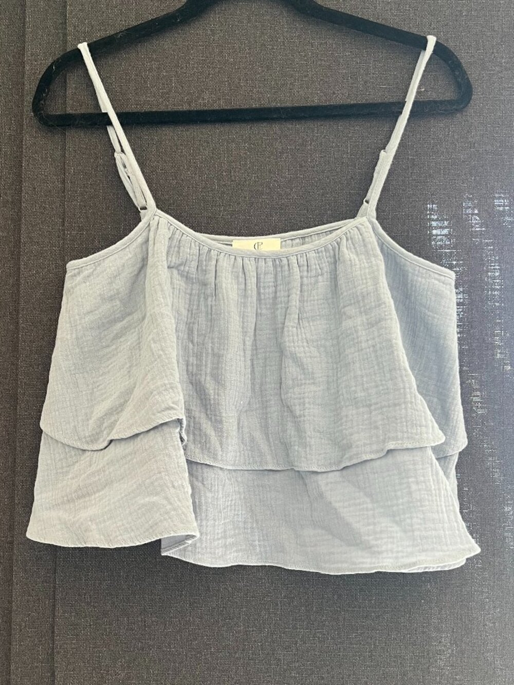 P Cill Light Blue Tiered Ruffle Crop Cami Top Size S